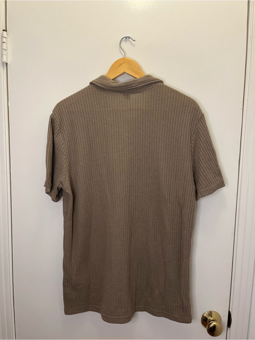 SHEIN Men's Waffle-Knit Polo in Brown - Picture 2 of 4